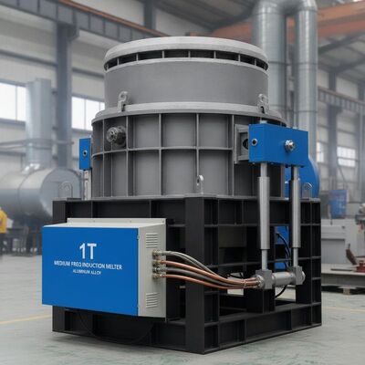 kaufen 1-Ton Kapazität Mittelfrequenz-Induktionsschmelzofen für schnelles Aluminiumlegierungsschmelzen mit hydraulischem Kippsystem Online-Herstellung
