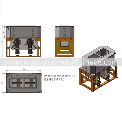 90KW 2 Kammer Industrielle Schwerkraftguss Metallschmelz-Induktionsofen für Kupfer